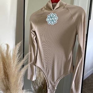 ShopHopes | turtleneck tan ribbed body suit